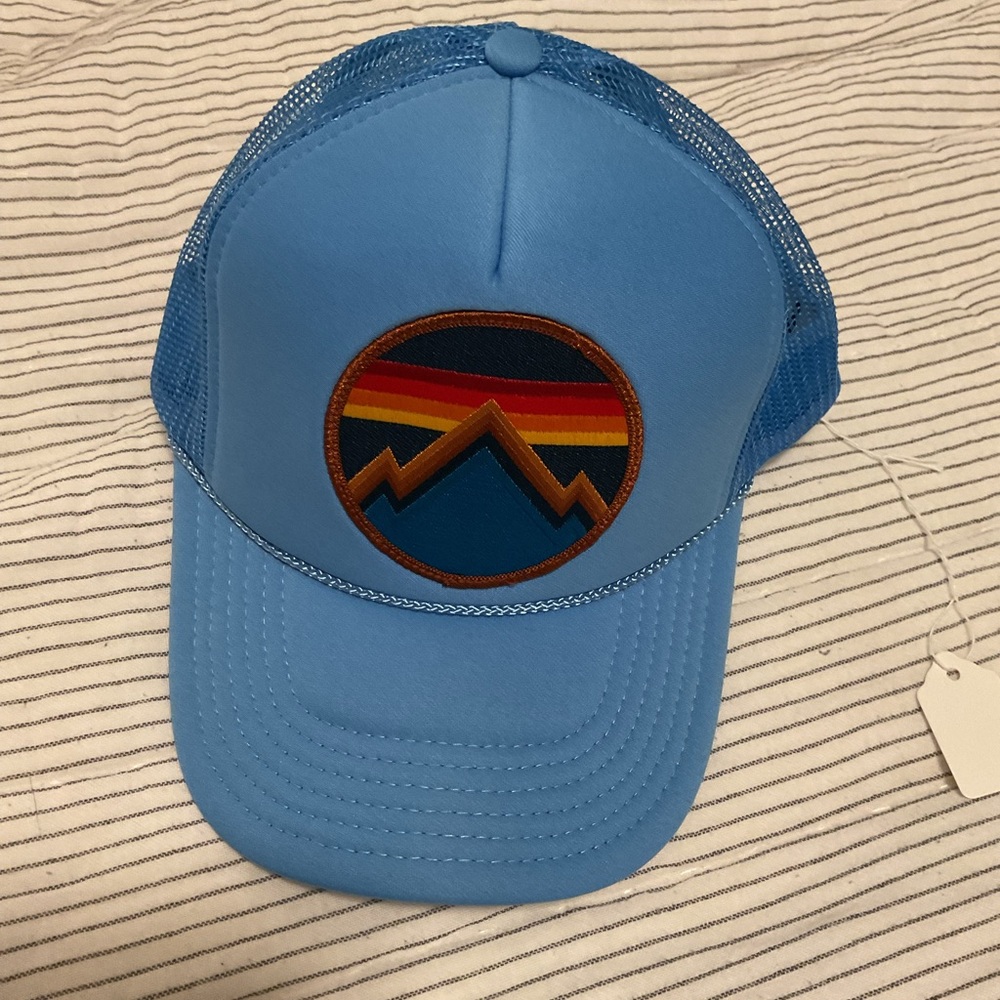 Aviator Nation Light Blue Trucker Hat with Retro Mountain Patch